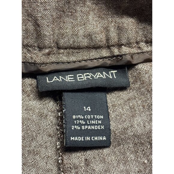 Vintage Y2K Lane Bryant Womens Wide Leg Brown Capri Pants 14 Cotton Linen Blend - Picture 3 of 4